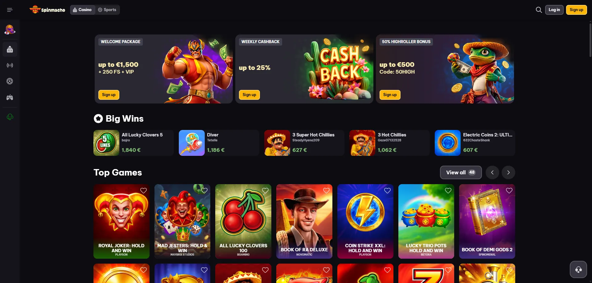 SpinMacho Casino games &ndash; slot machine e giochi da tavolo online